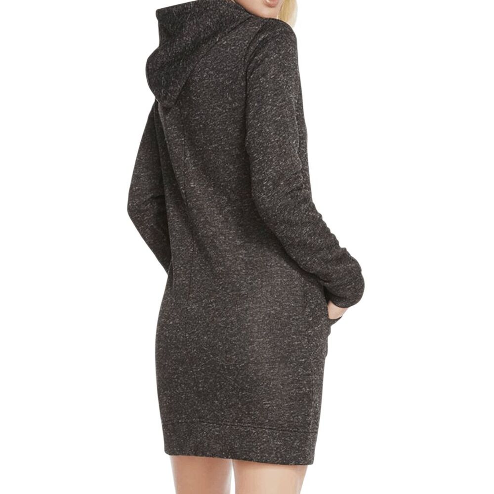 AKINI Wool Blended Heathered Black Tunic Hoodie Sweater Dress Size XS